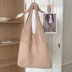 Load image into Gallery viewer, Retro Knit Large Capacity Tote Bag Women N6C057