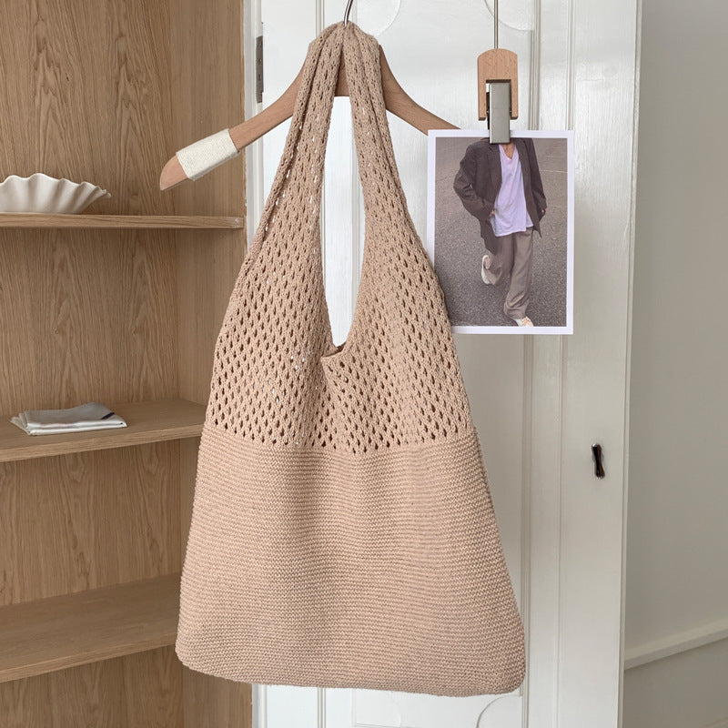 Retro Knit Large Capacity Tote Bag Women N6C057