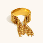 Load image into Gallery viewer, Fringe Cuff Bracelet Steel Gold Plated Rotating Ring S5P246