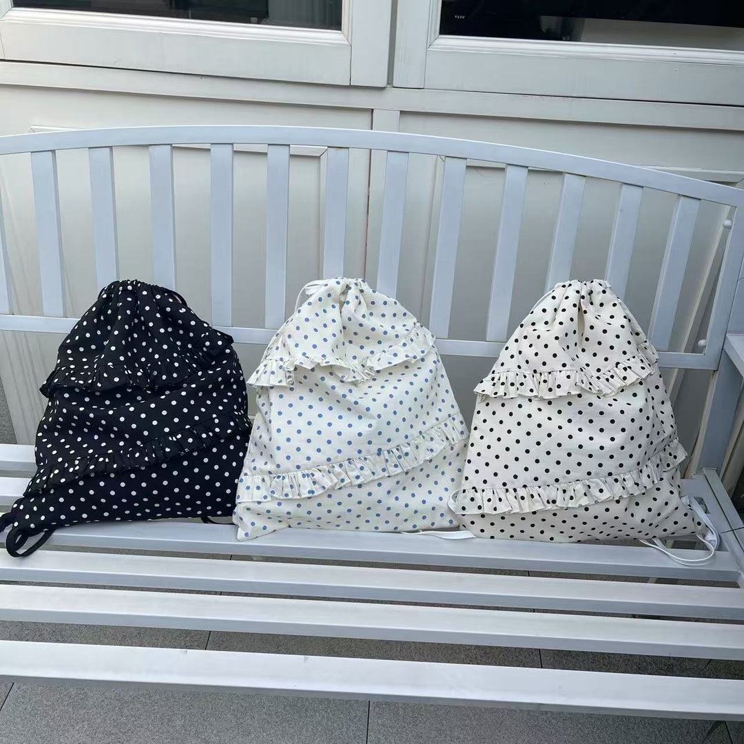 Polka Dot Drawstring Backpack Women N6F055