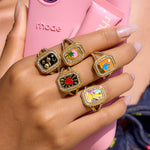 Load image into Gallery viewer, Love Signet Ring Steel Luxury Gold Plated S5P029
