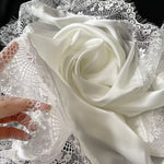 Load image into Gallery viewer, Satin Sun Protection Lace Trim Square Scarf Women N6H120