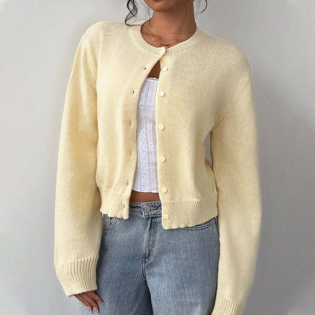 Cropped Cardigan Long Lightweight Yellow N5Z695
