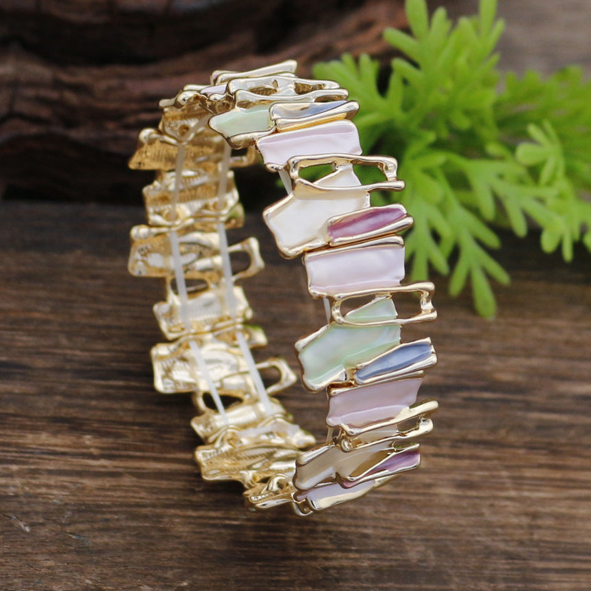 Color Drip Hand-Painted Geometric Stretch Bangle N6C213