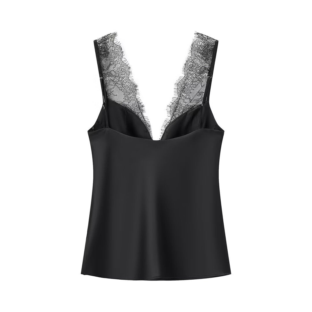 Lace Satin Camisole Top Women N6C262