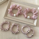 Load image into Gallery viewer, Polka Dot Pearl Mini Scrunchie High Elasticity Women N6H187