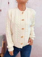 Load image into Gallery viewer, Cable Button Round Cardigan Mid Heavy Options N5Z901
