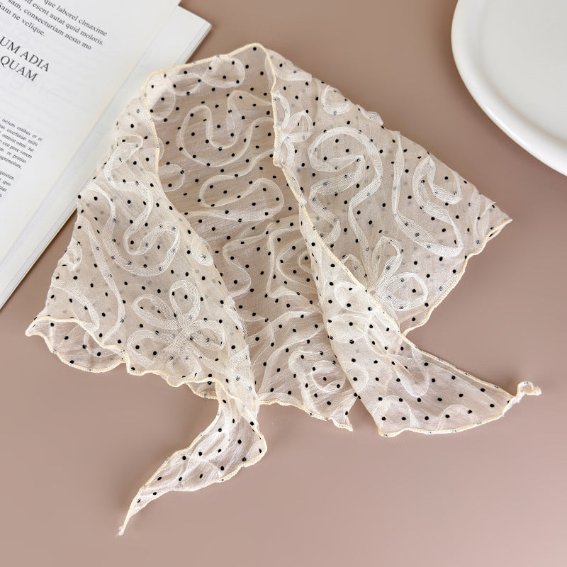 Sheer Polka Dot Mesh Triangle Scarf Romantic Women N6H108