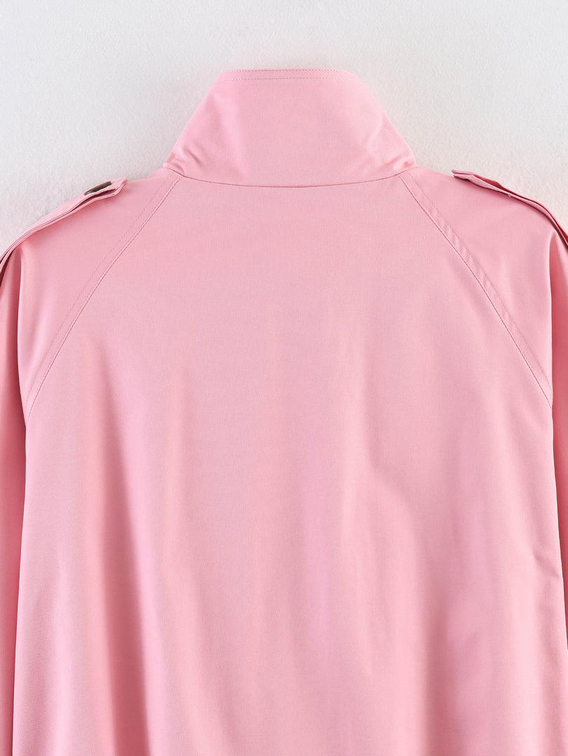 Loose Belted Double-Breasted Stand Collar Coat Women N6H125
