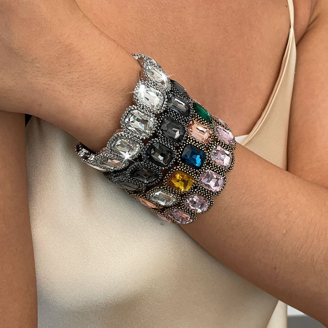 Womens Rhinestone Square Alloy Stretch Bracelet N6K135