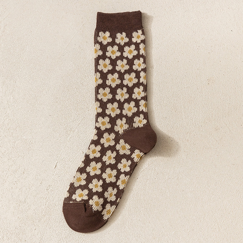 Double Needle Seamless Diamond Long Socks Women N6H030