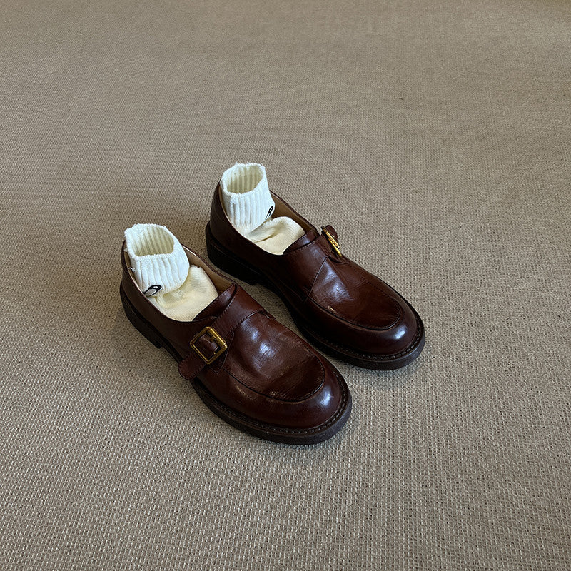 Genuine Leather Platform Loafers Women N6C141