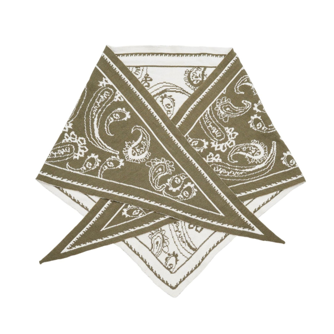 Paisley Cotton Feel Knit Triangle Scarf Shawl N6K244