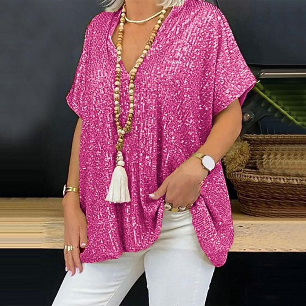 Womens Urban Sparkle V Neck Top Multi N25A058