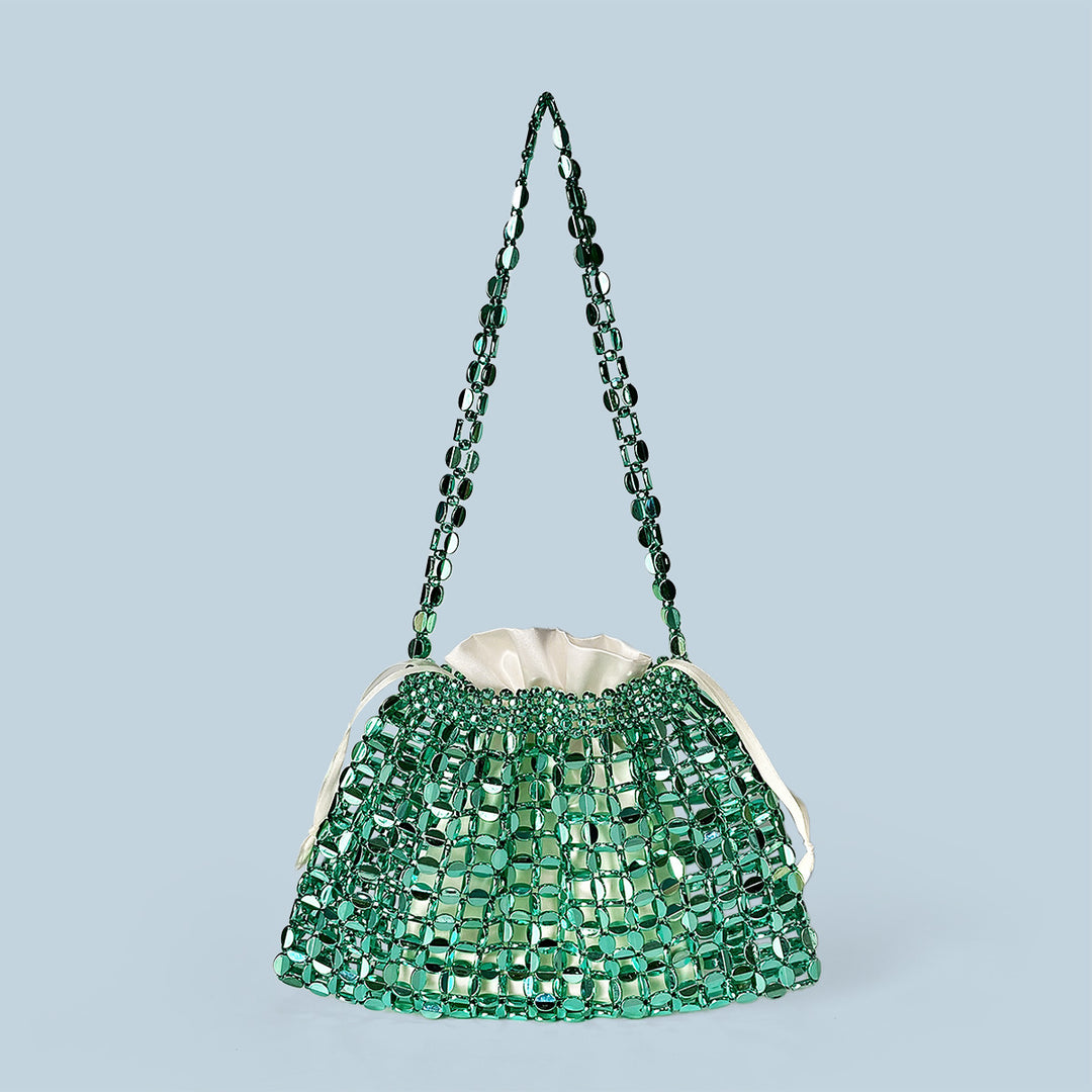 Hand Beaded Acrylic Crescent Bag Open-Top Design S5P405
