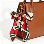 Load image into Gallery viewer, Satin Bow Geometric Pattern Keychain Bag Charm N6G116