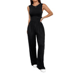 Load image into Gallery viewer, Belted Sleeveless Wide Jumpsuit Ultra Light Black N5Z722
