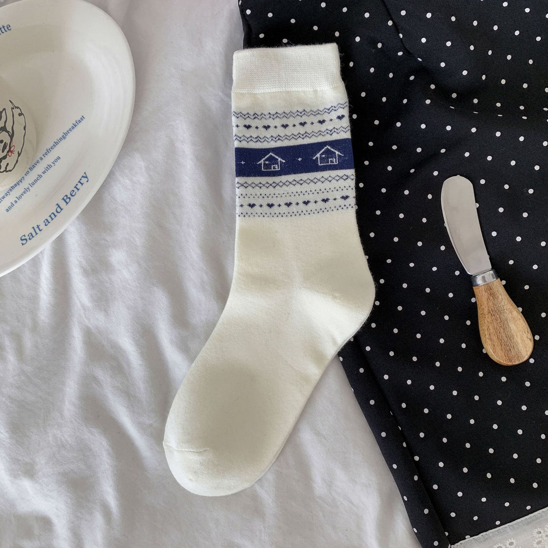 Button Polka Dot Bow Socks Women Style M5A009