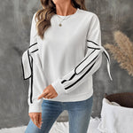 Load image into Gallery viewer, 3D Contrast Round Sweater Mid Weight White N5A009
