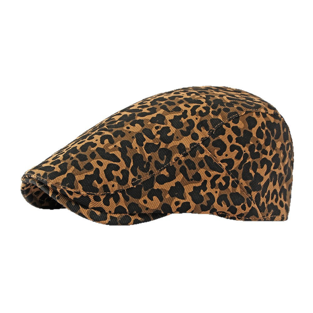 Vintage Leopard Newsboy Cap Women Adjustable N6G202