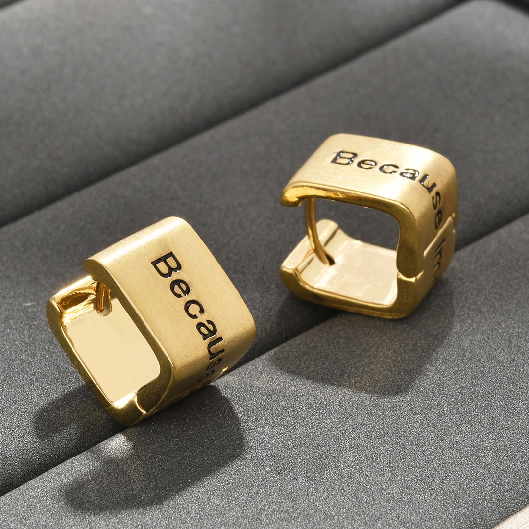 U Shape Wide Face Brushed Alphabet Cuff Earrings  N6C063