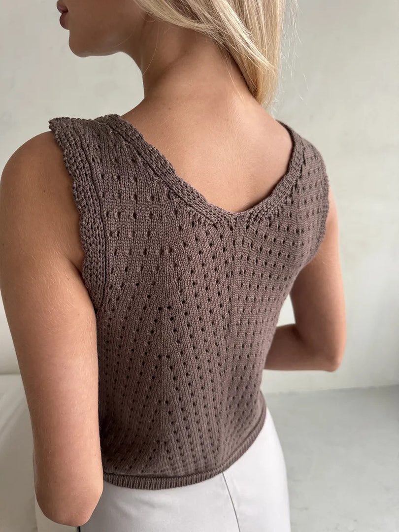 Lace V-Neck Knit Vest Slim Fit Women N6G144