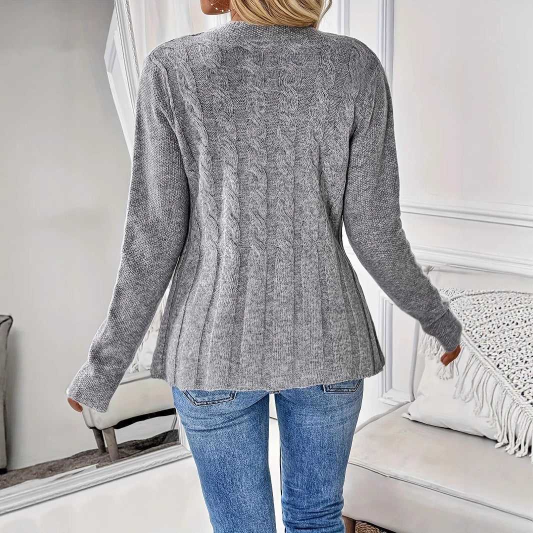 Cable Button Cardigan Mid Weight Gray N5Z890