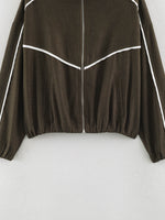 Load image into Gallery viewer, Colorblock Trim Stand Collar Jacket &amp; Pants Set Women N6H129