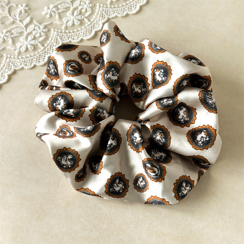 Leopard Print Satin Jumbo Scrunchie Women N6H199