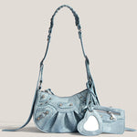 Load image into Gallery viewer, Studded Fringe Shoulder Bag PU Multi Color S5P281