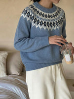 Load image into Gallery viewer, Round Neck Long Sleeve Pullover Sweater N6H306