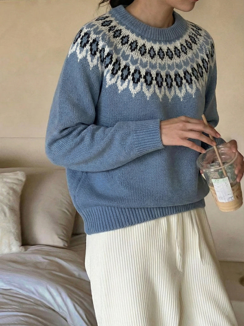Round Neck Long Sleeve Pullover Sweater N6H306