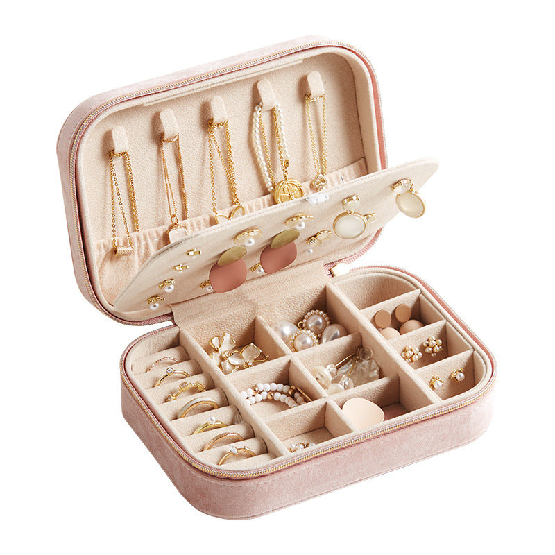 Two Tier Velvet Jewelry Case Compact Structure  S5P396