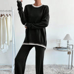Load image into Gallery viewer, Contrast Knit Set Ultra Heavy Khaki Black N5Z870
