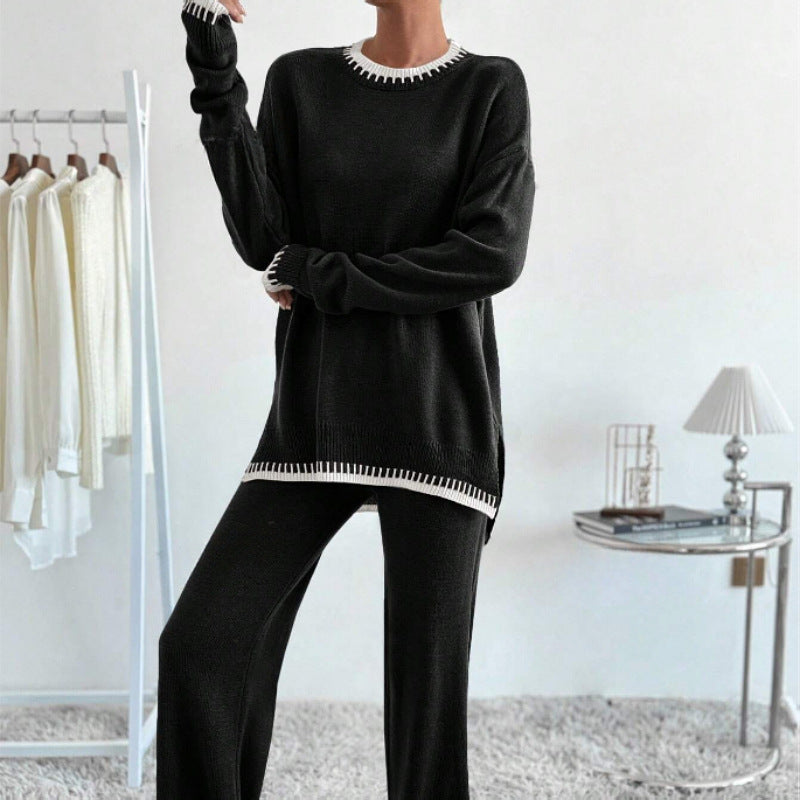 Contrast Knit Set Ultra Heavy Khaki Black N5Z870
