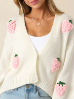 Load image into Gallery viewer, 3D Strawberry V Button Cardigan Long Lightweight N5Z698
