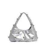 Load image into Gallery viewer, Metallic Finish Structured Pouch with Rivet Accents S5P466