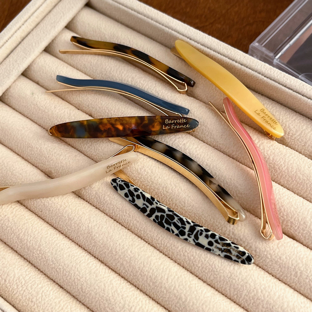 Side Hair Clip Acetate Gold Logo Women N6C356
