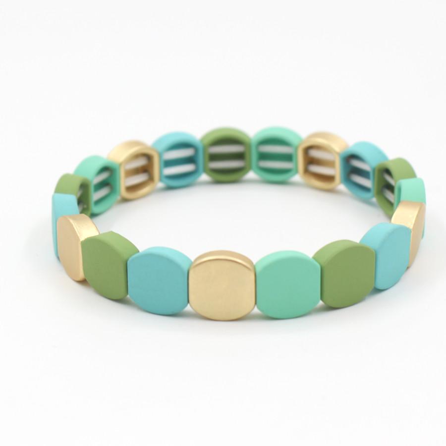 Frosted Enamel Bangle Mint Jade Geometric Alloy S5P037