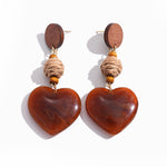 Load image into Gallery viewer, Womens Vintage Raffia Heart Resin Stud Earrings N6K171