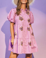 Load image into Gallery viewer, Crown Sequin Puffed Dress High Short Lightweight N5Z788
