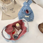 Load image into Gallery viewer, Denim Wristlet Bag Red Plaid Color Block Shoulder S5P863