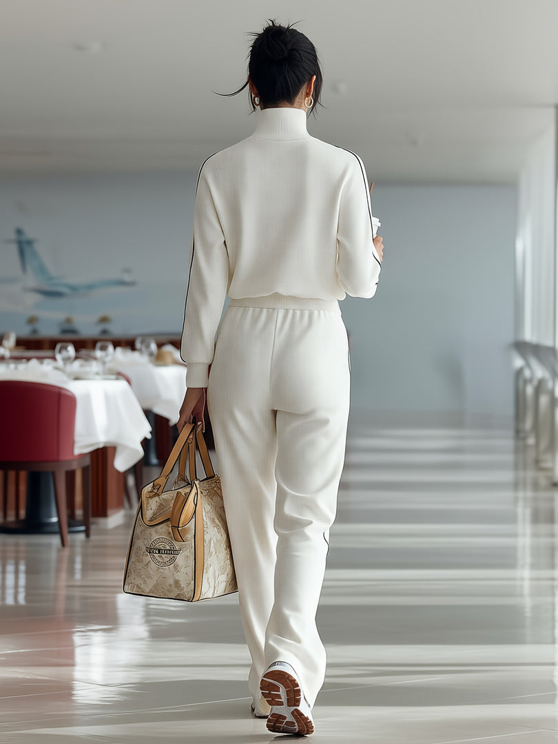 Elongating Wide Leg Sweatsuit Set Women N6C202