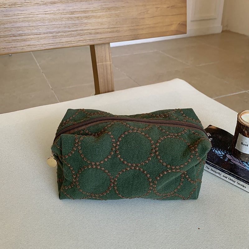 Vintage Embroidered Cotton Cosmetic Pouch N6J265