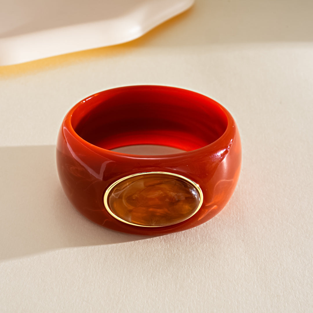 Vintage Acrylic Oval Ombré Bangle Minimalist Women N6H087