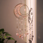 Load image into Gallery viewer, Simple Rainbow Clear Quartz Moon Wind Chime N6F302