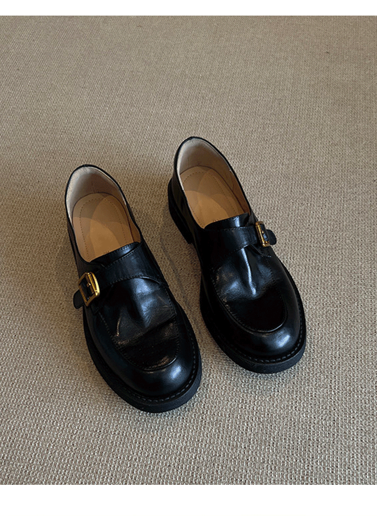 Genuine Leather Platform Loafers Women N6C141