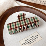 Load image into Gallery viewer, Womens Vintage Plaid Floral Large Claw Clip N6K027