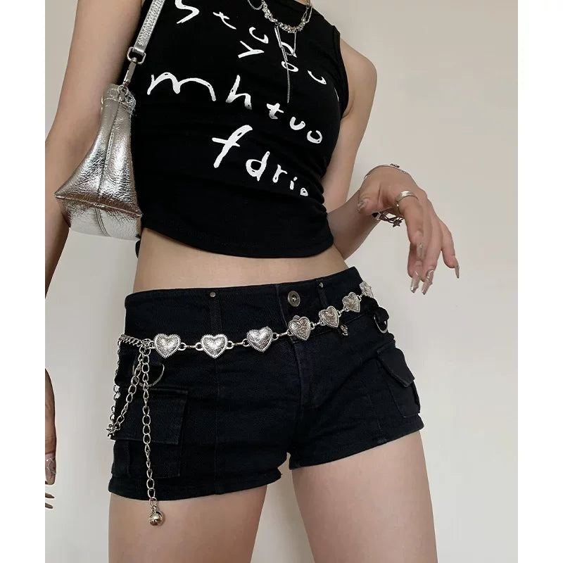 Retro Silver Heart Waist Chain Women Boho N6C157