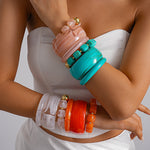 Load image into Gallery viewer, Oversized Acrylic Ombré Beaded Bangle Set 3-Piece N6H077